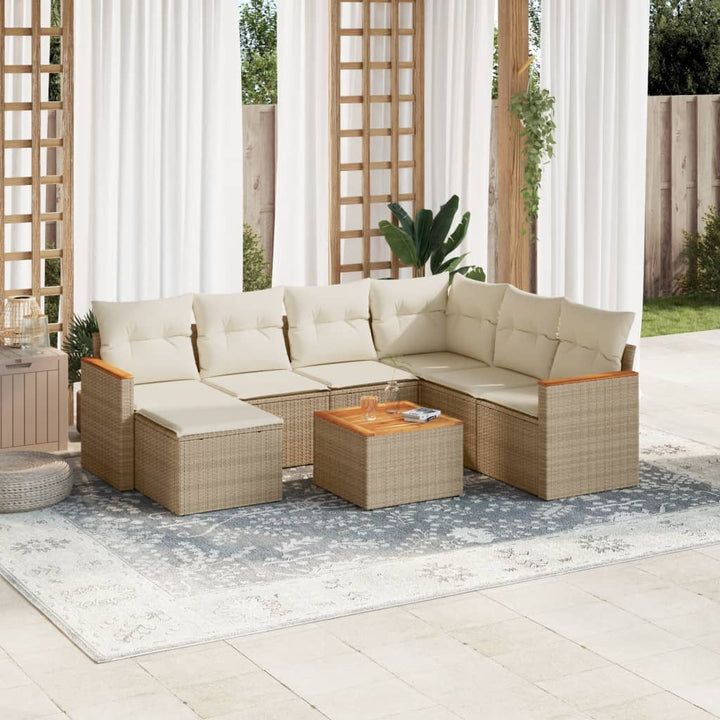 Set Mobilier De Grădină Cu Perne, 8 Piese, , Poliratan