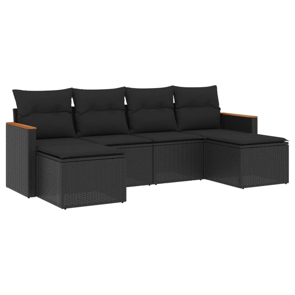 Set Mobilier De Grădină Cu Perne, 6 Piese, , Poliratan