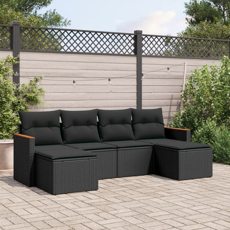 Set Mobilier De Grădină Cu Perne, 6 Piese, , Poliratan