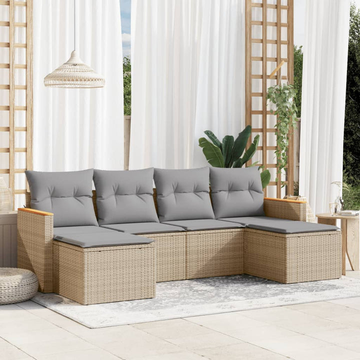 Set Mobilier De Grădină Cu Perne, 6 Piese, , Poliratan