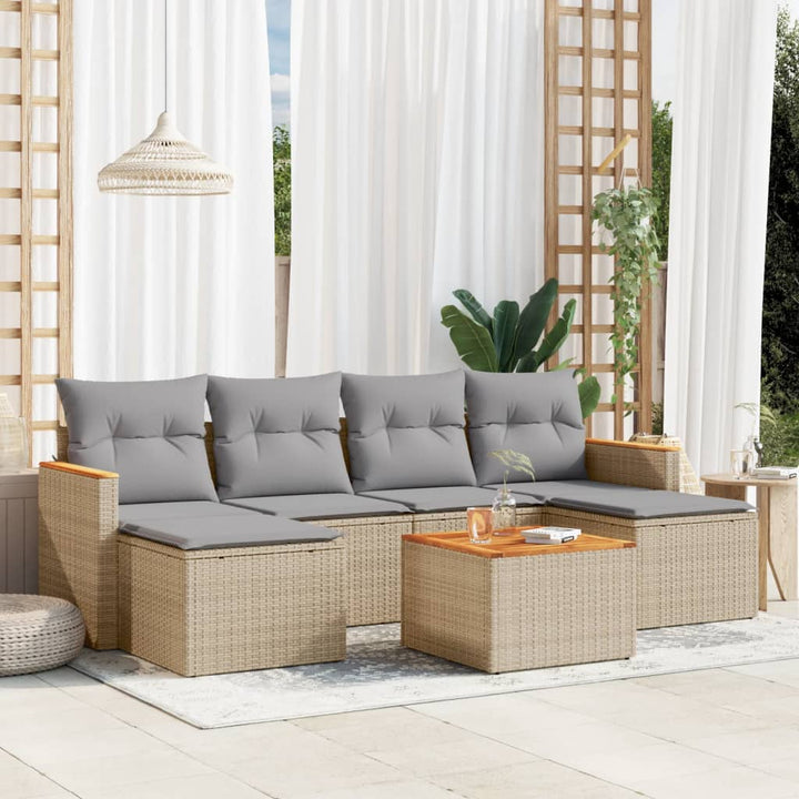 Set Mobilier De Grădină Cu Perne, 6 Piese, , Poliratan