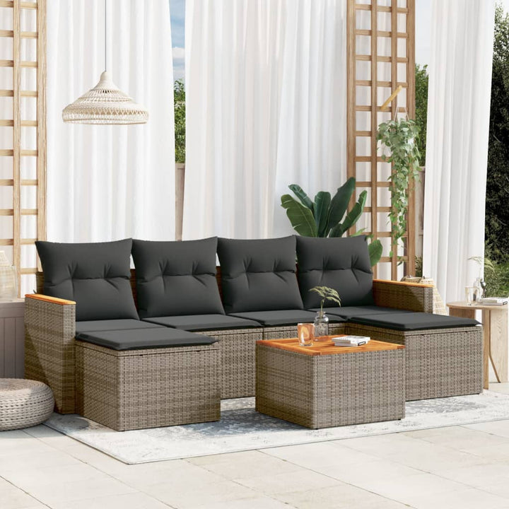 Set Mobilier De Grădină Cu Perne, 6 Piese, , Poliratan