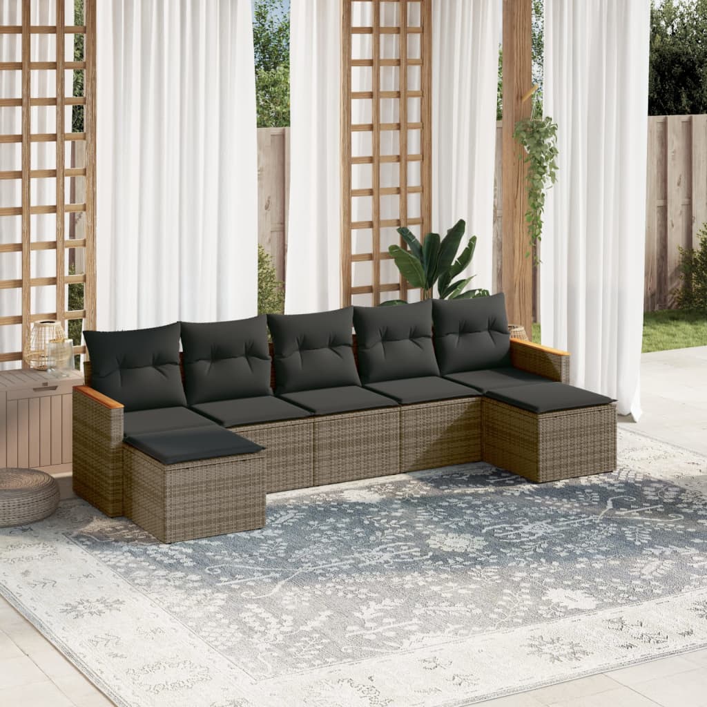 Set Canapele De Grădină Cu Perne, 7 Piese, , Poliratan