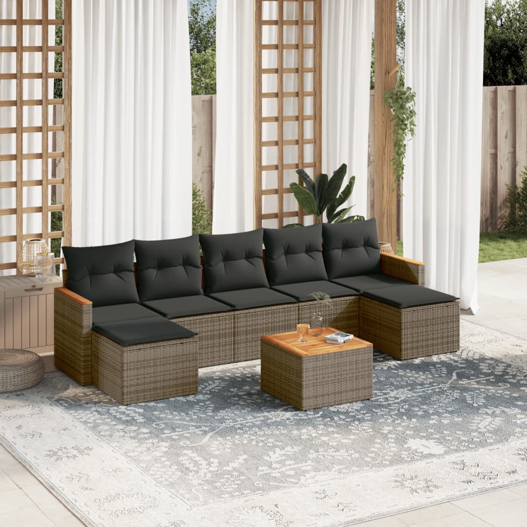 Set Canapele De Grădină Cu Perne, 7 Piese, , Poliratan