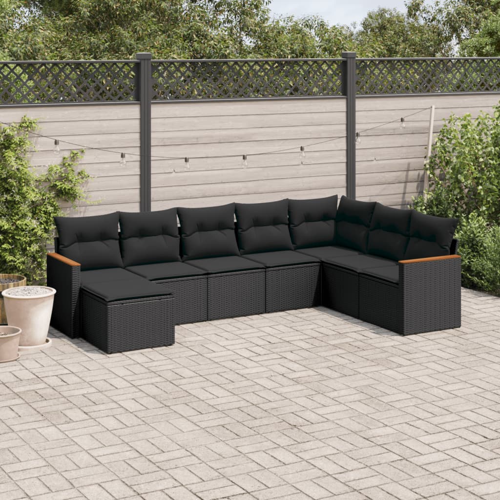 Set Mobilier De Grădină Cu Perne, 9 Piese, , Poliratan