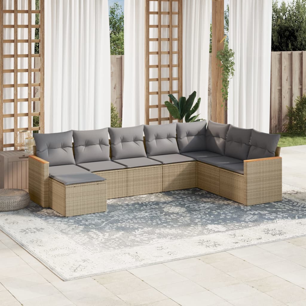 Set Mobilier De Grădină Cu Perne, 9 Piese, , Poliratan