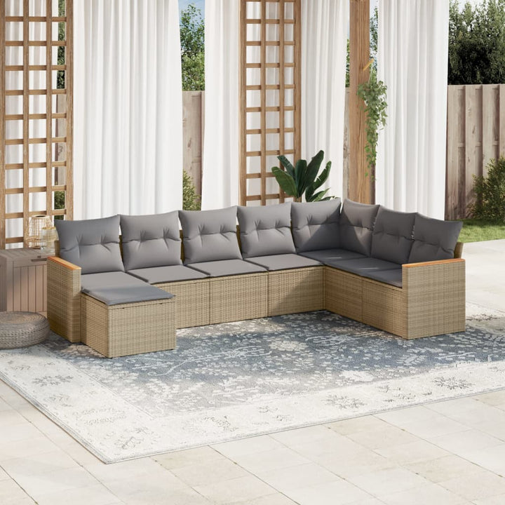 Set Mobilier De Grădină Cu Perne, 9 Piese, , Poliratan
