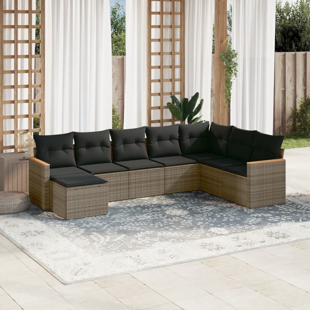 Set Mobilier De Grădină Cu Perne, 9 Piese, , Poliratan