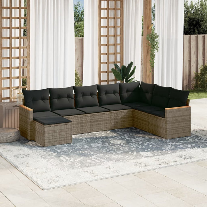 Set Mobilier De Grădină Cu Perne, 9 Piese, , Poliratan