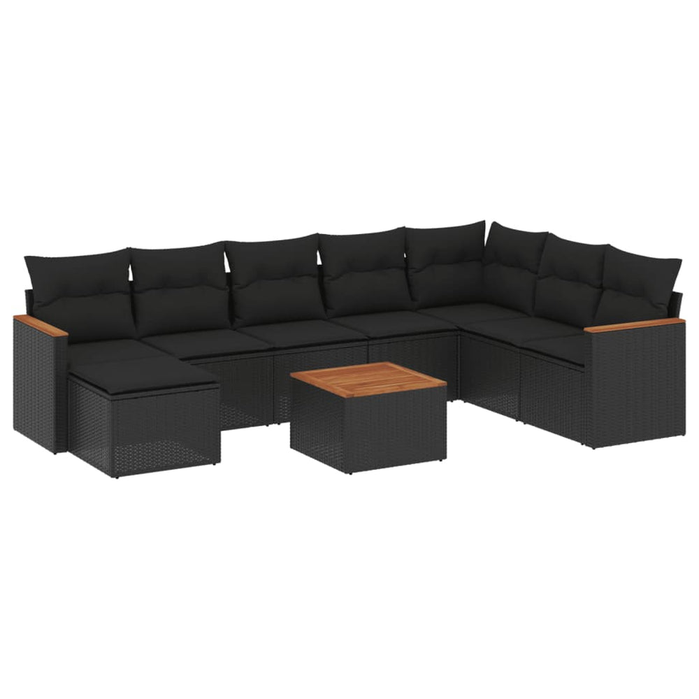 Set Mobilier De Grădină Cu Perne, 9 Piese, , Poliratan