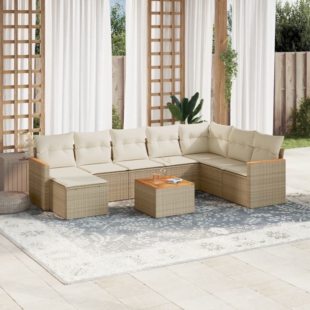 Set Mobilier De Grădină Cu Perne, 9 Piese, , Poliratan