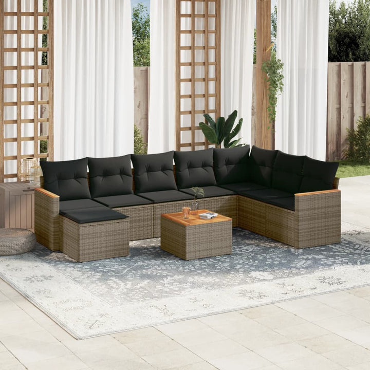 Set Mobilier De Grădină Cu Perne, 9 Piese, , Poliratan