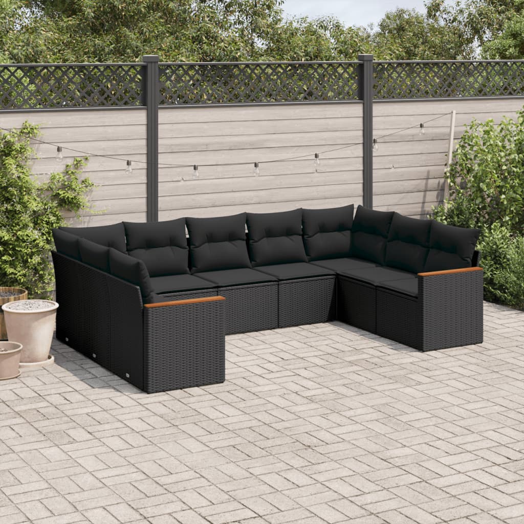 Set Canapele De Grădină Cu Perne, 10 Piese, Bej, Poliratan