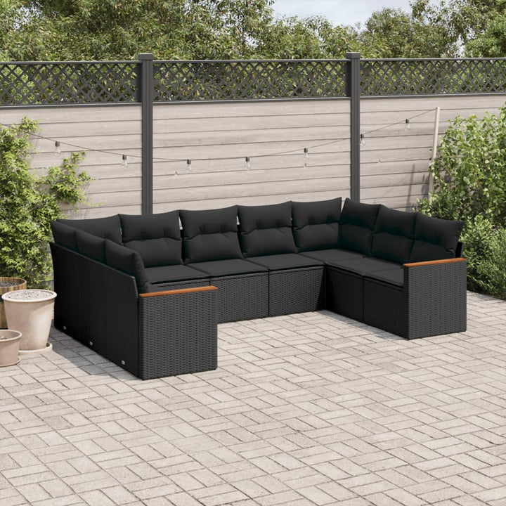 Set Canapele De Grădină Cu Perne, 10 Piese, Bej, Poliratan