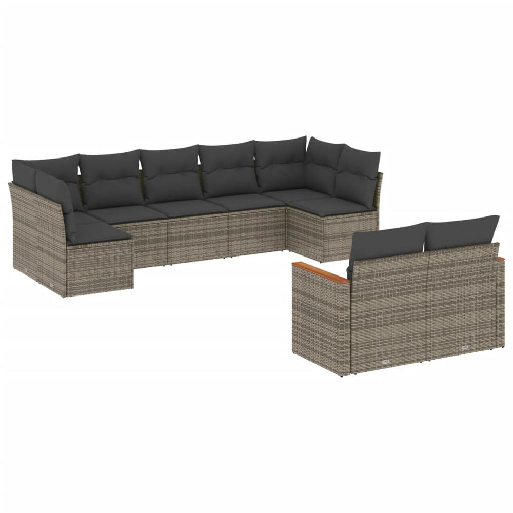Set Canapele De Grădină, 9 Piese, Cu Perne, , Poliratan