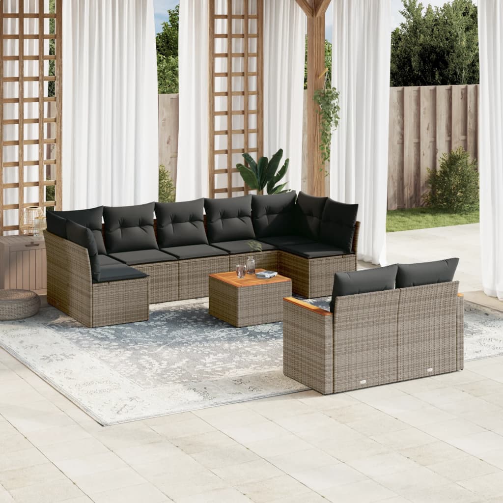Set Canapele De Grădină, 9 Piese, Cu Perne, , Poliratan