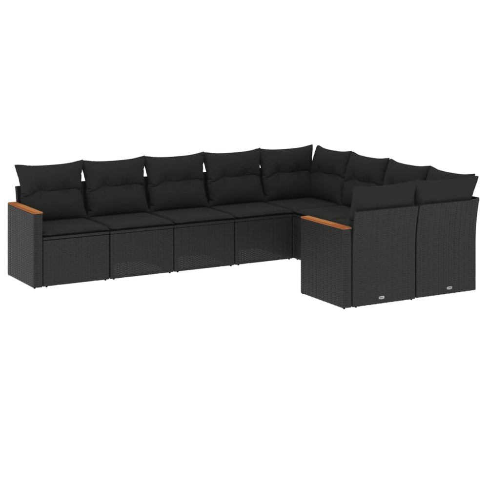Set Mobilier De Grădină Cu Perne, 9 Piese, , Poliratan
