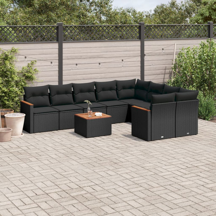 Set Mobilier De Grădină Cu Perne, 9 Piese, , Poliratan