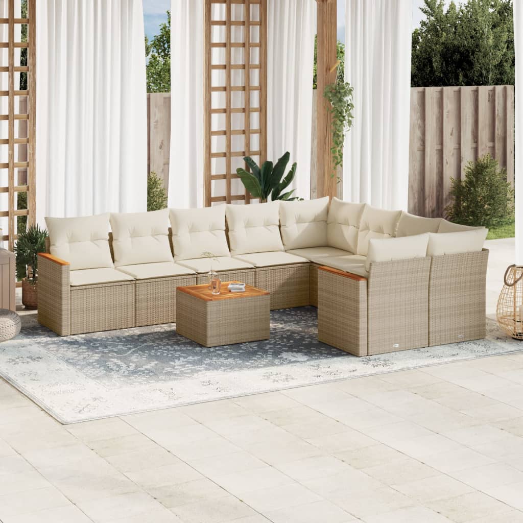 Set Mobilier De Grădină Cu Perne, 9 Piese, , Poliratan