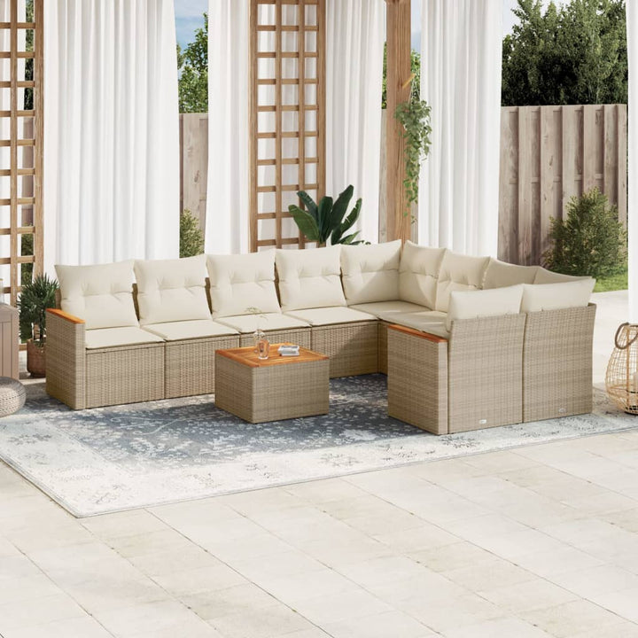 Set Mobilier De Grădină Cu Perne, 9 Piese, , Poliratan