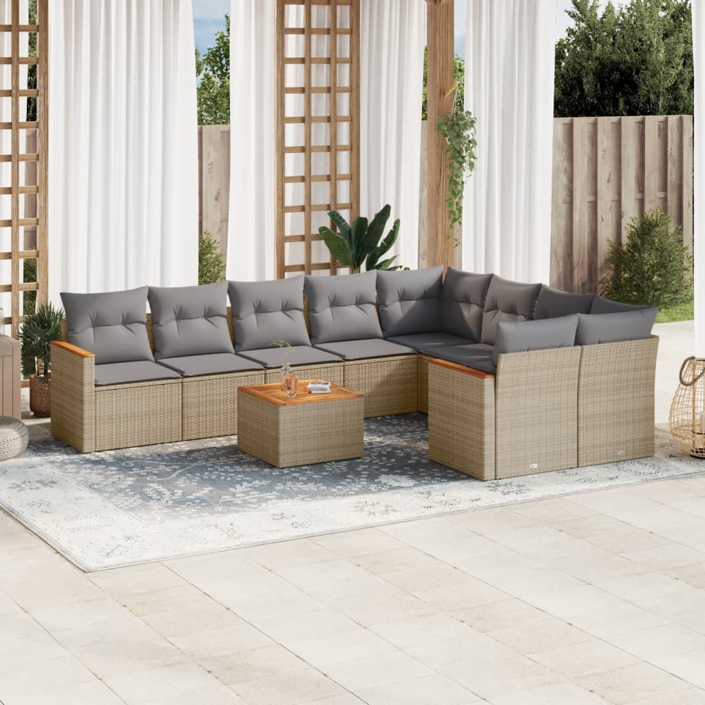 Set Mobilier De Grădină Cu Perne, 9 Piese, , Poliratan