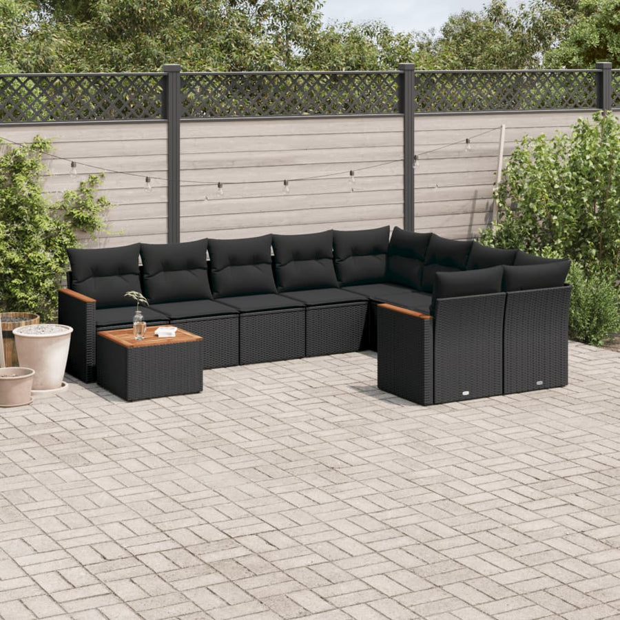 Set Canapele De Grădină Cu Perne, 10 Piese, , Poliratan