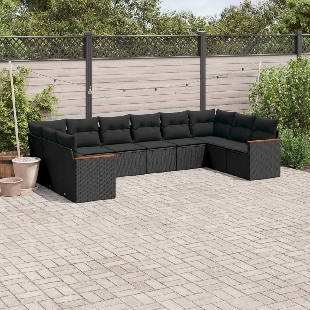 Set Canapele De Grădină Cu Perne, 11 Piese, , Poliratan