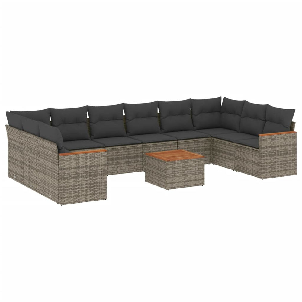 Set Canapele De Grădină Cu Perne, 11 Piese, , Poliratan