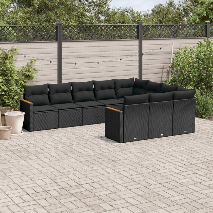 Set Canapele De Grădină Cu Perne, 11 Piese, , Poliratan