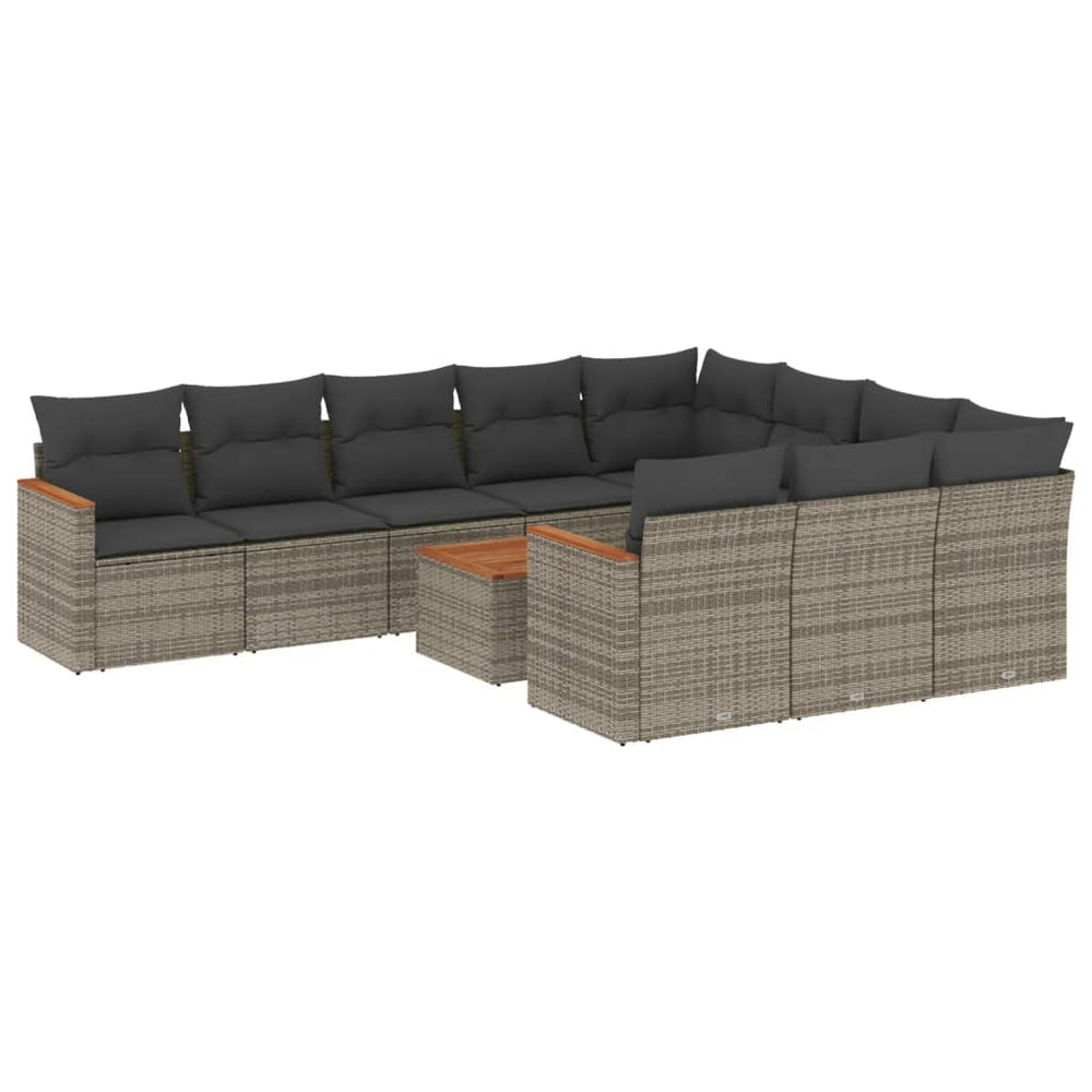 Set Canapele De Grădină Cu Perne, 11 Piese, , Poliratan