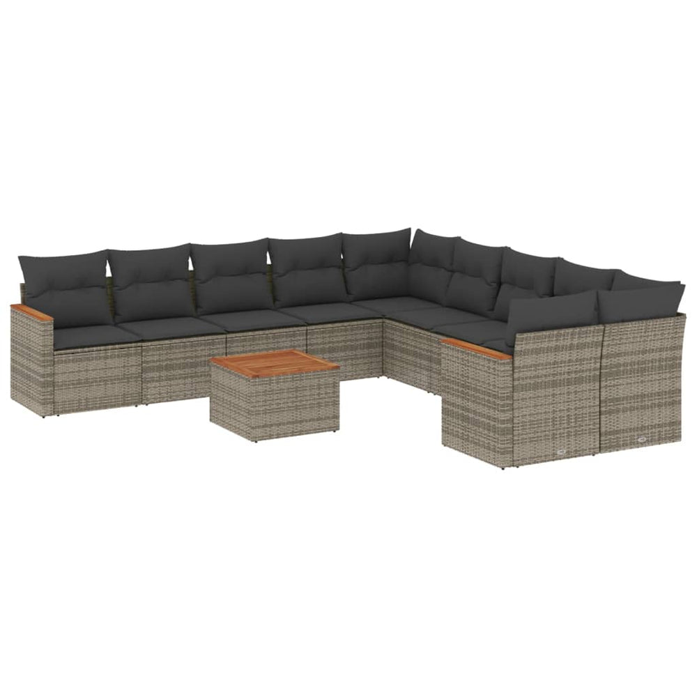 Set Canapele De Grădină Cu Perne, 11 Piese, , Poliratan
