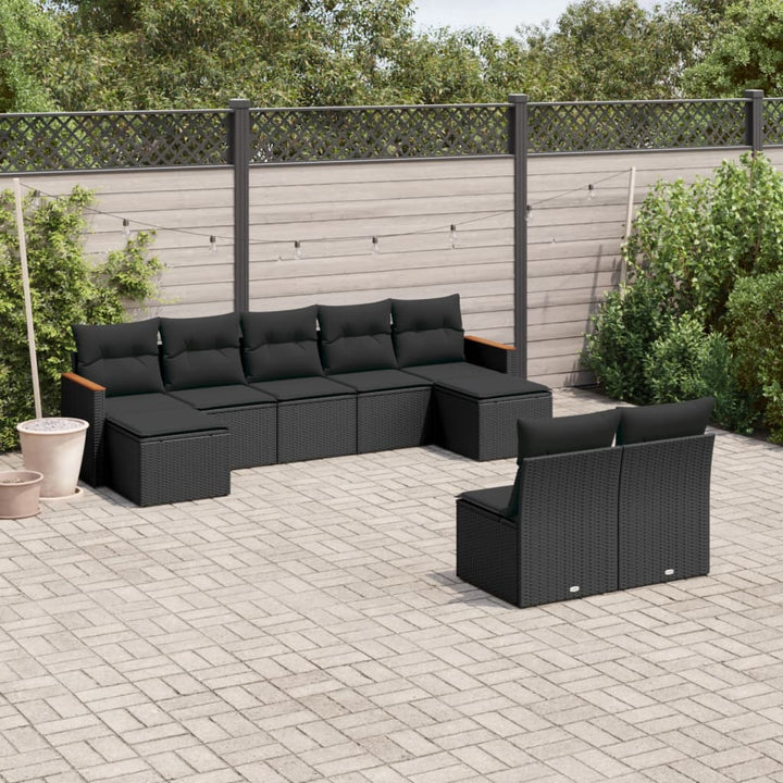 Set Canapele De Grădină, 9 Piese, Cu Perne, , Poliratan