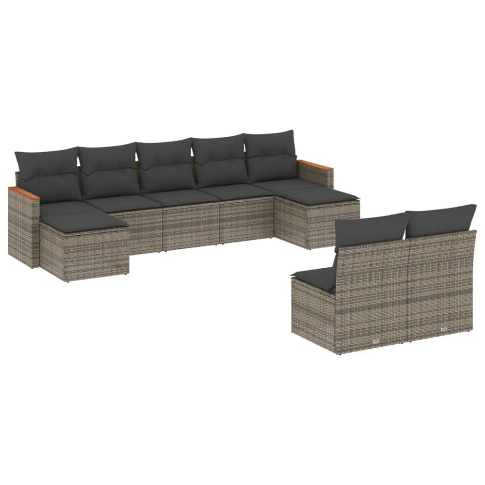 Set Canapele De Grădină, 9 Piese, Cu Perne, , Poliratan