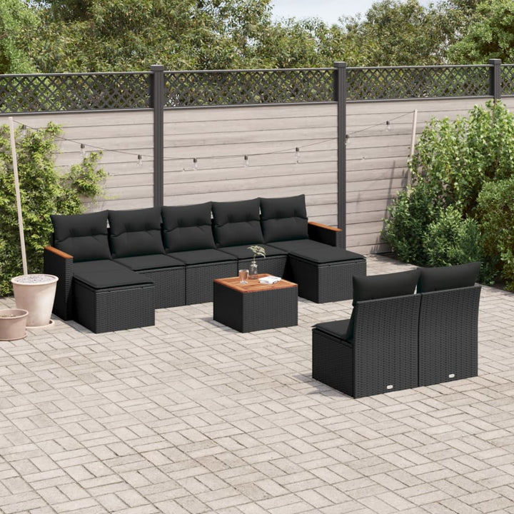 Set Canapele De Grădină, 9 Piese, Cu Perne, , Poliratan