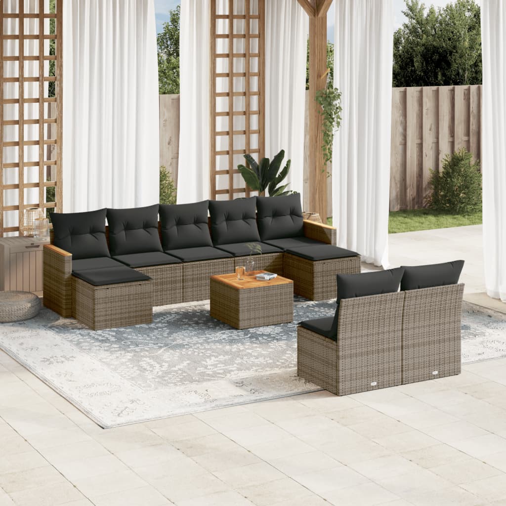 Set Canapele De Grădină, 9 Piese, Cu Perne, , Poliratan