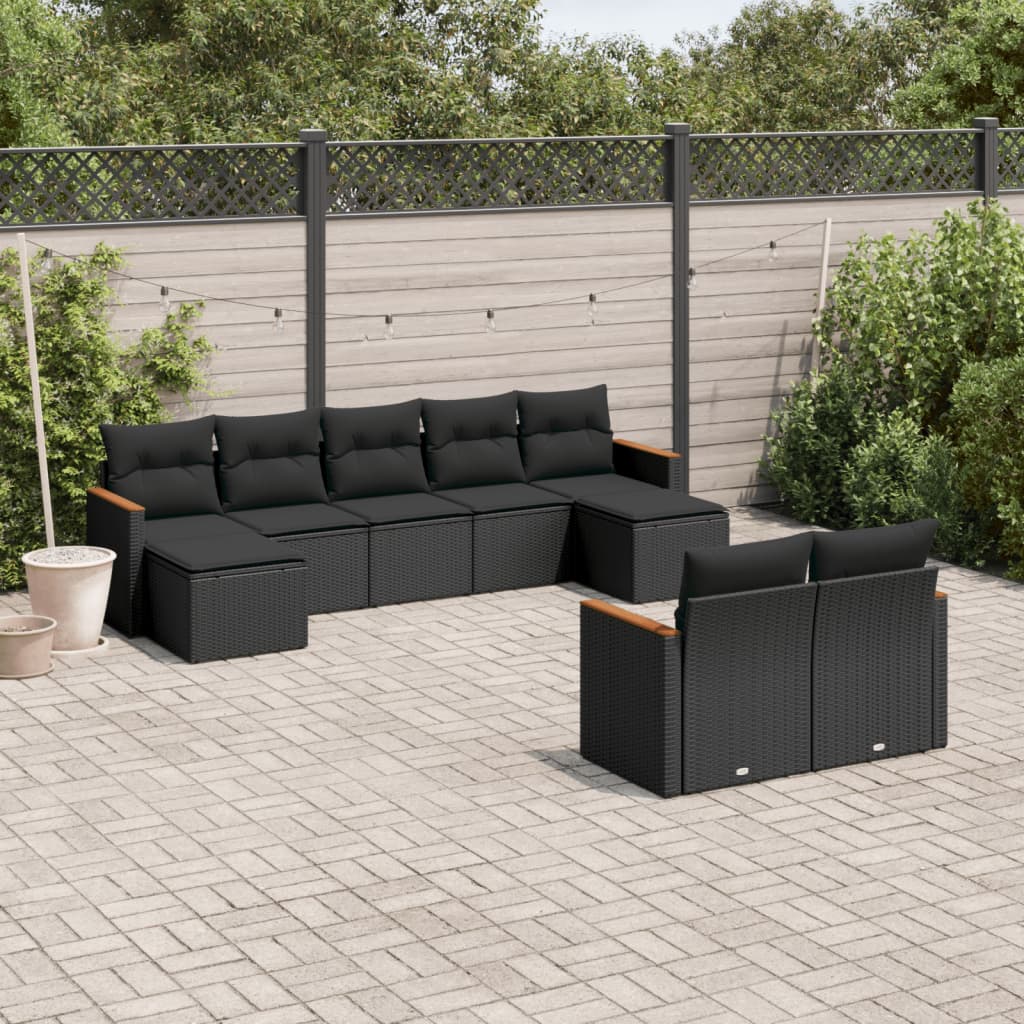 Set Mobilier De Grădină Cu Perne, 10 Piese, , Poliratan