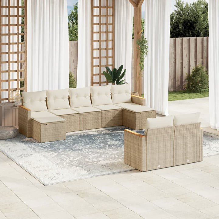 Set Mobilier De Grădină Cu Perne, 10 Piese, , Poliratan