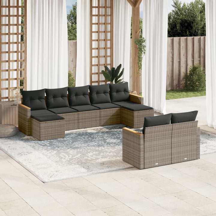 Set Mobilier De Grădină Cu Perne, 10 Piese, , Poliratan