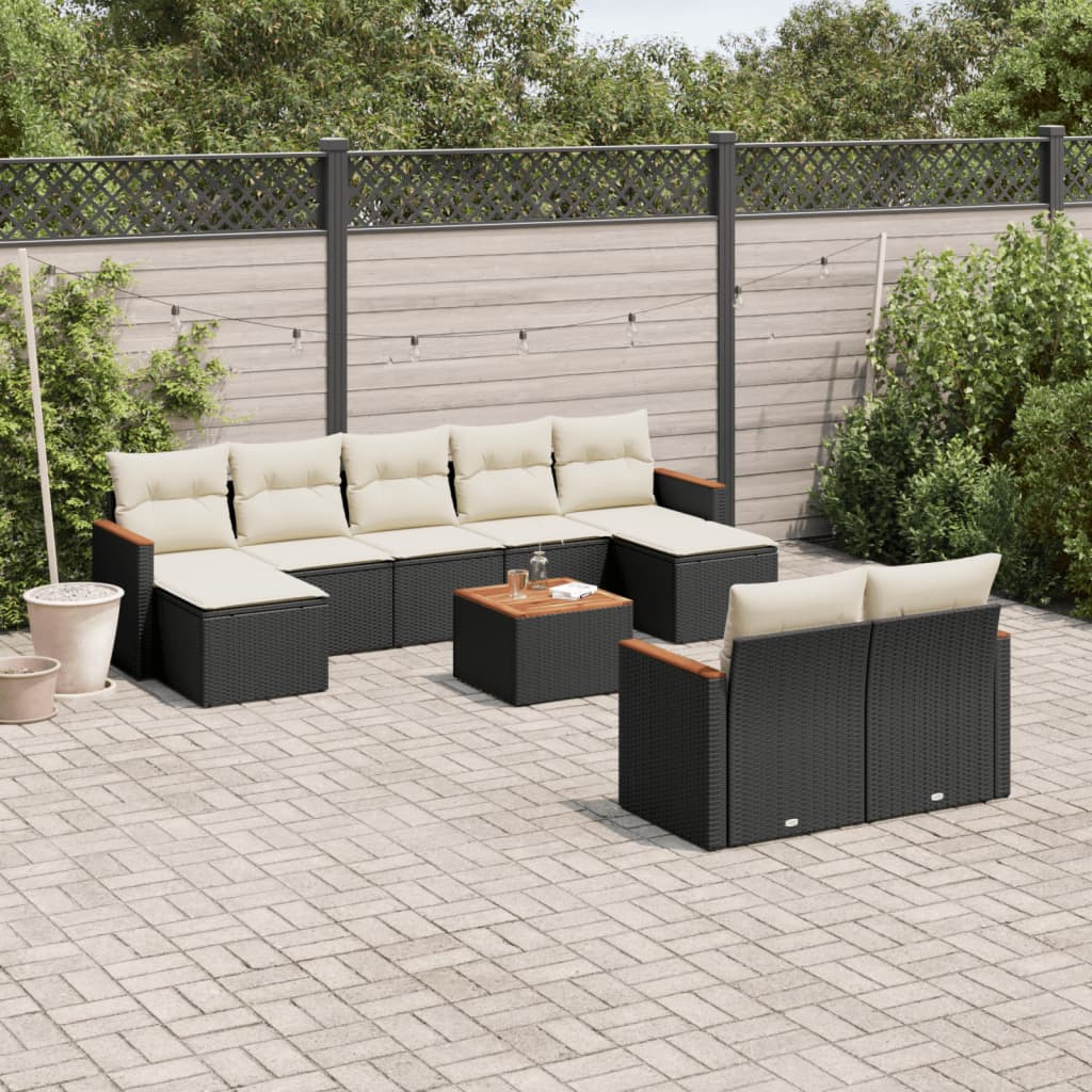 Set Mobilier De Grădină Cu Perne, 10 Piese, , Poliratan