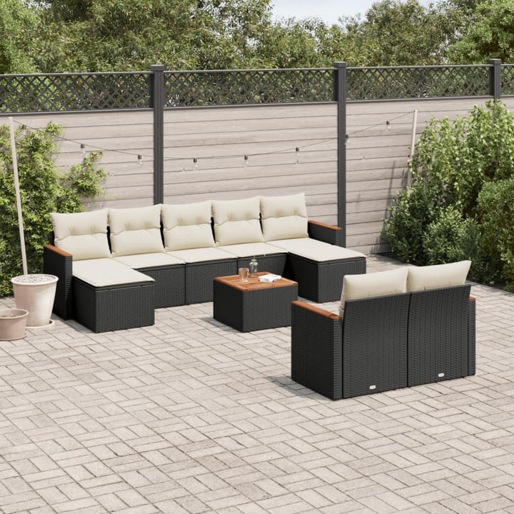 Set Mobilier De Grădină Cu Perne, 10 Piese, , Poliratan