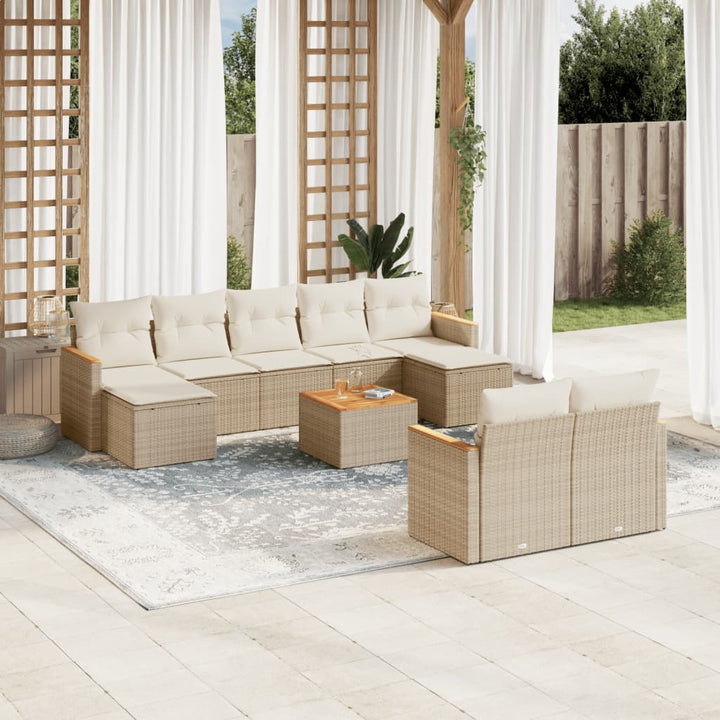 Set Mobilier De Grădină Cu Perne, 10 Piese, , Poliratan
