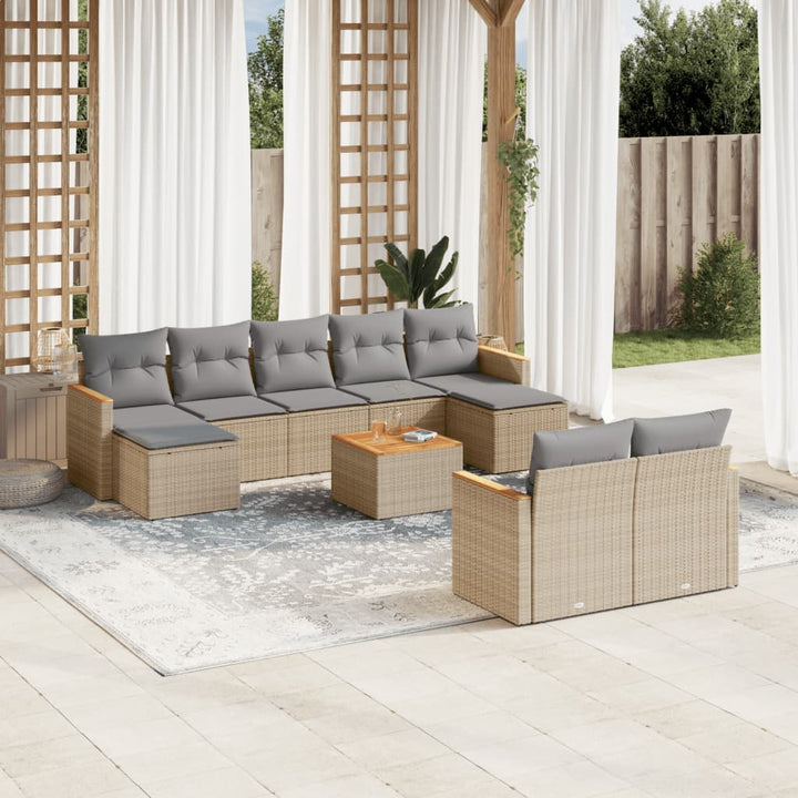 Set Mobilier De Grădină Cu Perne, 10 Piese, , Poliratan
