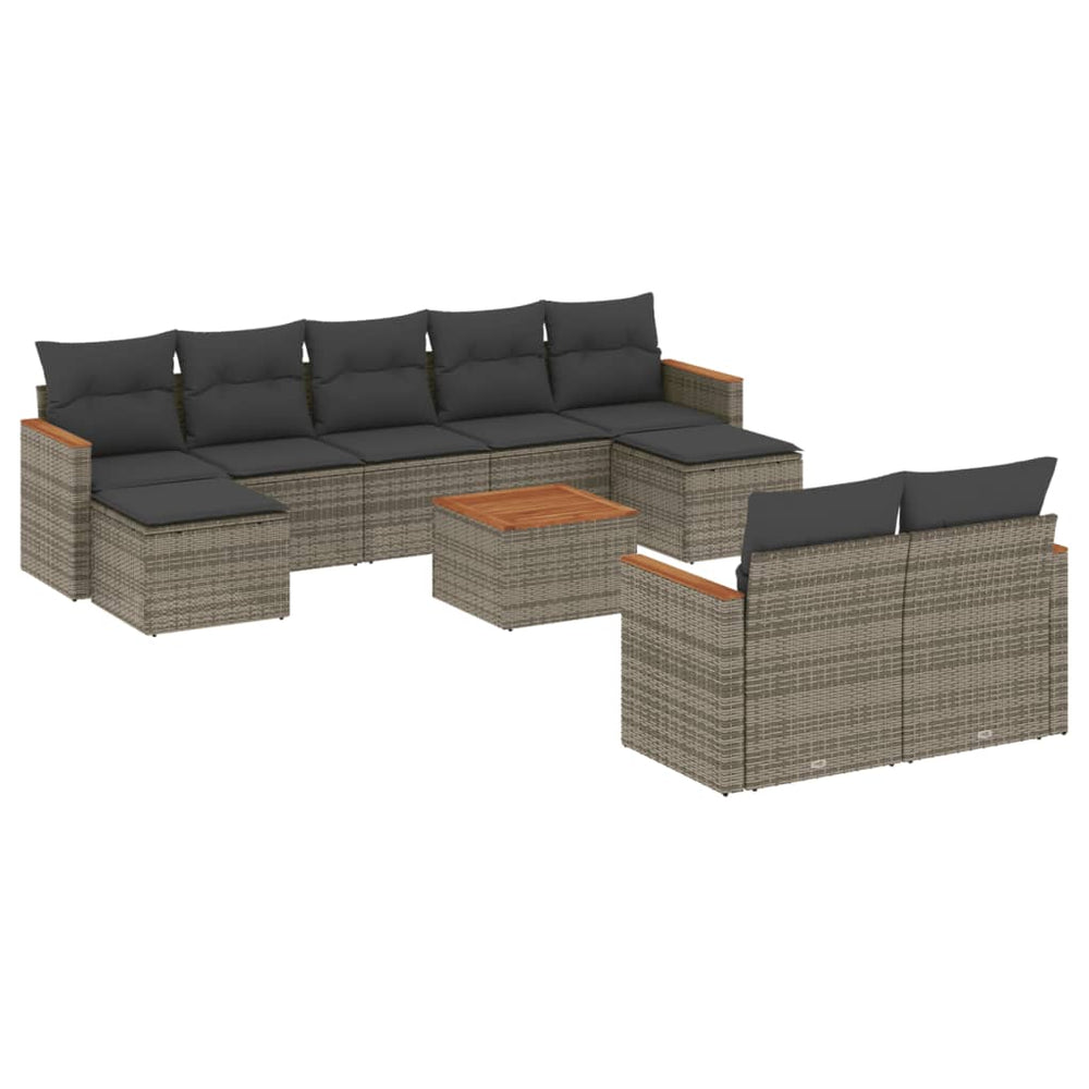 Set Mobilier De Grădină Cu Perne, 10 Piese, , Poliratan