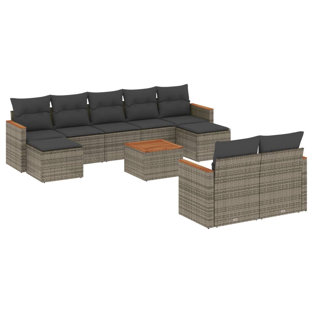 Set Mobilier De Grădină Cu Perne, 10 Piese, , Poliratan