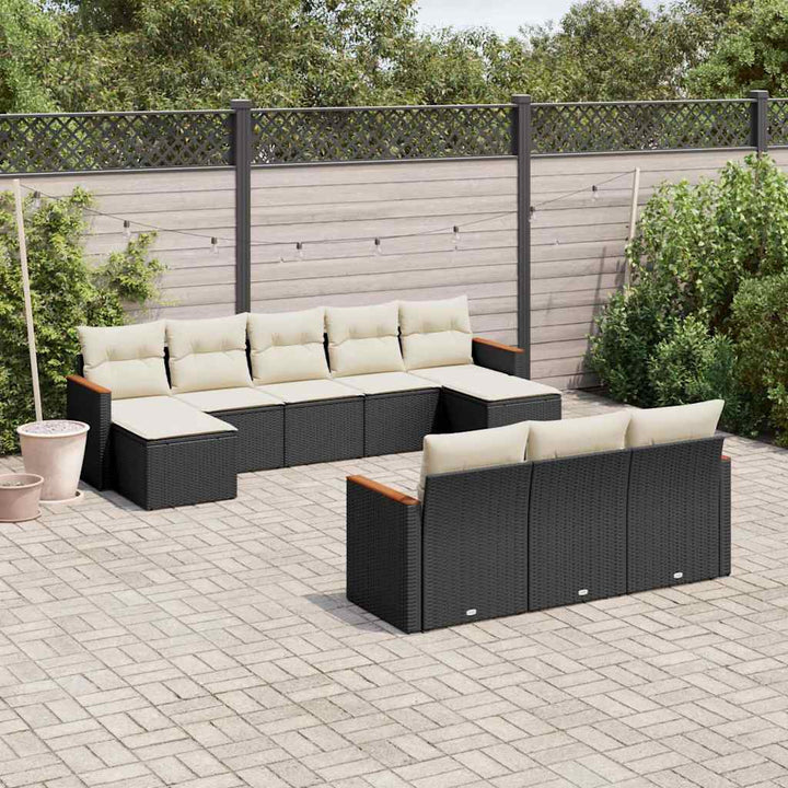 Set Mobilier De Grădină Cu Perne, 10 Piese, , Poliratan