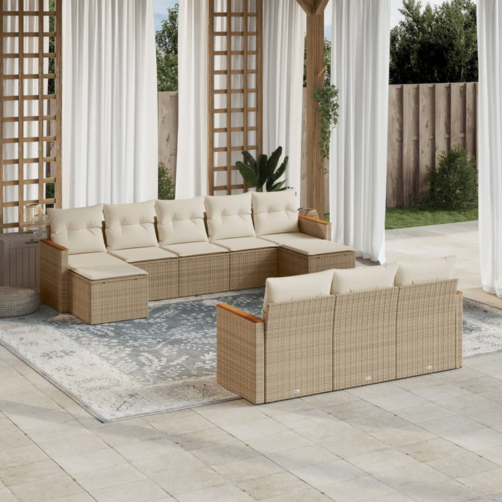 Set Mobilier De Grădină Cu Perne, 10 Piese, , Poliratan