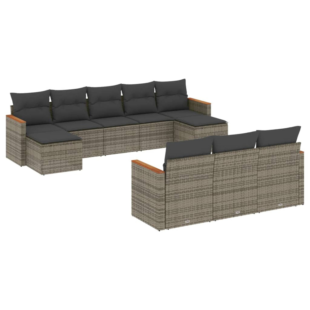 Set Mobilier De Grădină Cu Perne, 10 Piese, , Poliratan