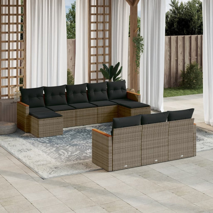 Set Mobilier De Grădină Cu Perne, 10 Piese, , Poliratan