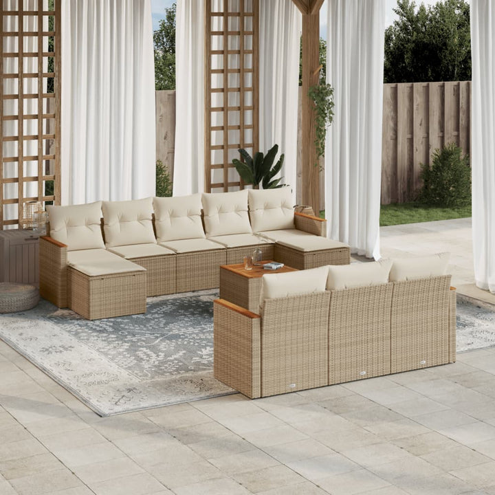 Set Mobilier De Grădină Cu Perne, 10 Piese, , Poliratan