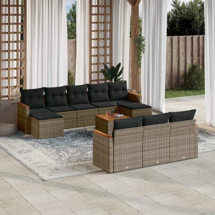 Set Mobilier De Grădină Cu Perne, 10 Piese, , Poliratan